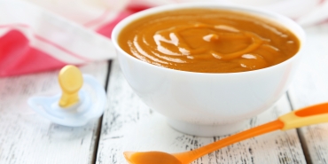 Fruit puree with orange juice and Jotis Rice Cereal